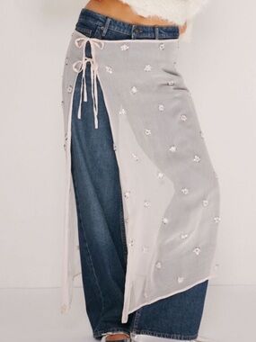 Free People Embellished Apron Sarong in Taupe NWOT